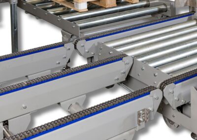 Haakse overzetter voor rollenbanen en kettingbanen